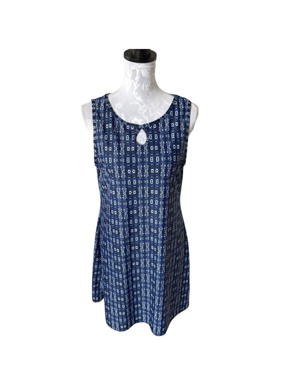 Nuu Muu Womens Keyhole Sleeveless Athleisure Dress Blue Size Large